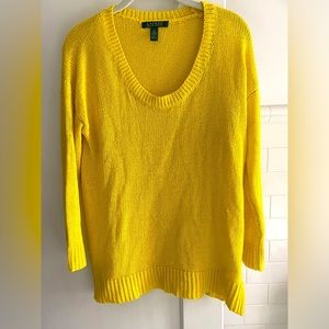 Lauren- Ralph Lauren- Scoop Neck Tunic Sweater, Yellow, Size XL